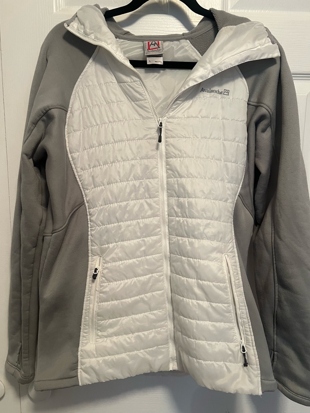 Avalanche Grey and White Quilted Hybrid Puffer Jacket